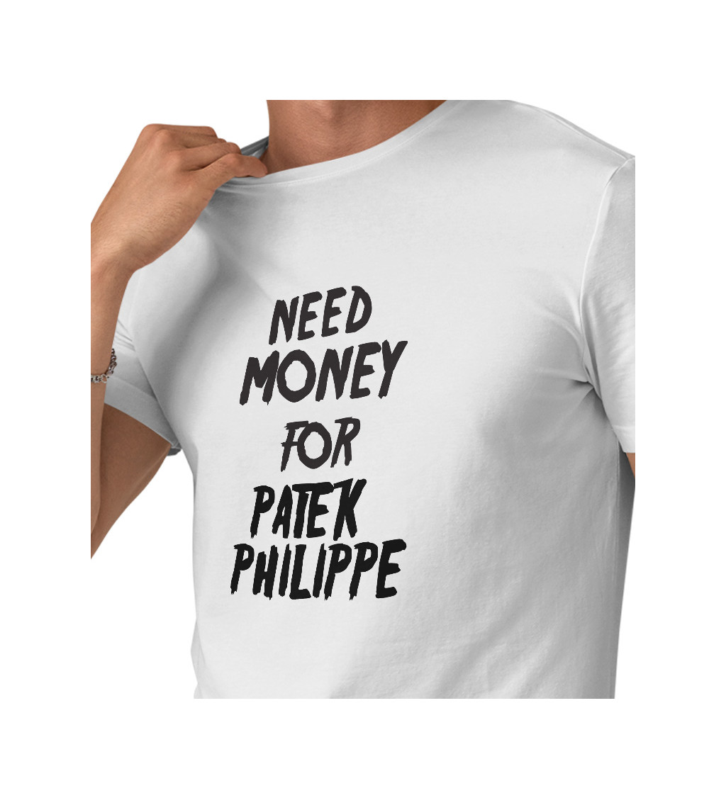 Pánske tričko biele - Need money for Philippe M