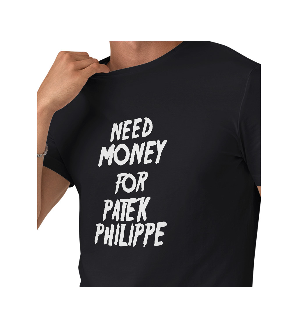 Pánske tričko čierne - Need money for Philippe L
