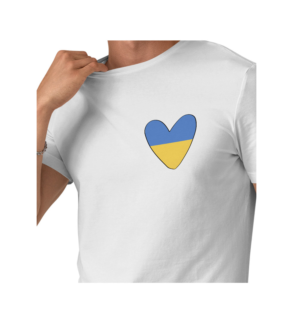Pánske tričko biele - Srdce Ukrajina