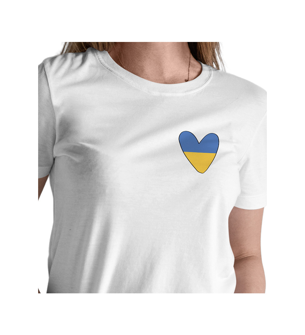 Dámske tričko biele - Srdce Ukrajina