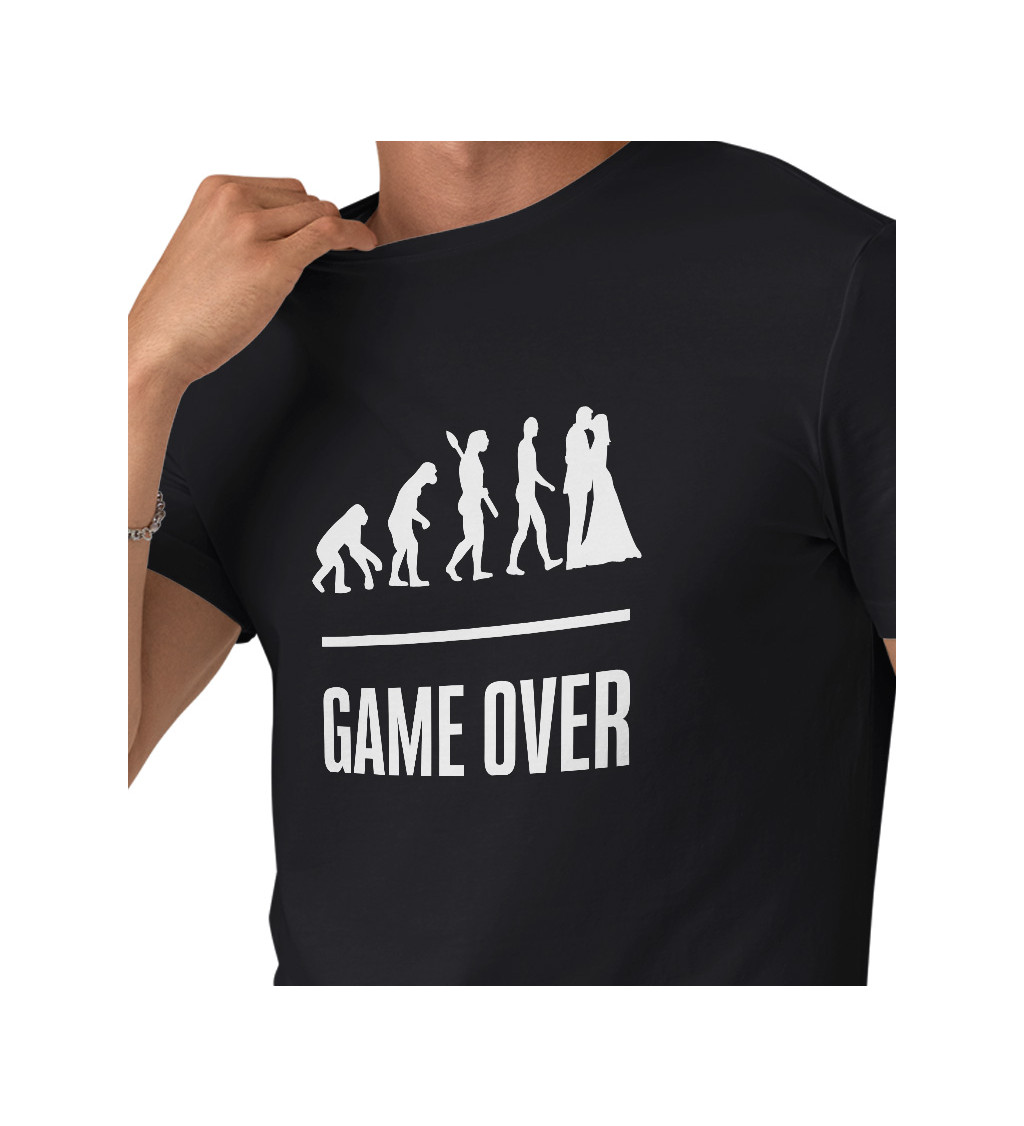 Pánske tričko čierne - Game over evolúcia