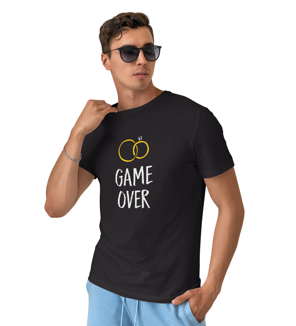 Pánske tričko čierne - Game over prstene