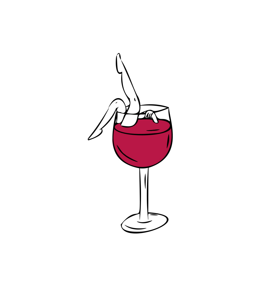 Dámske tričko biele - Pohár vína a nohy