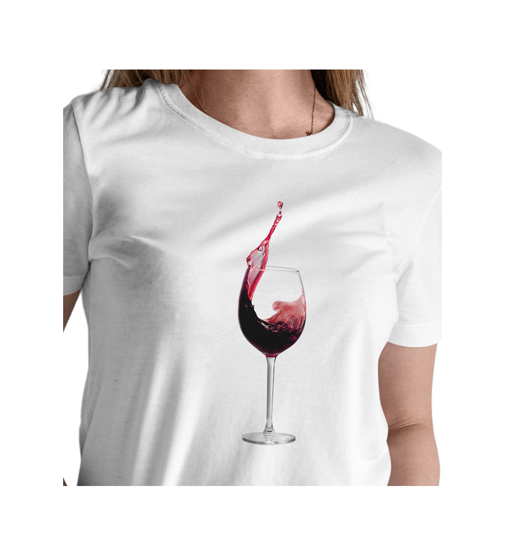 Dámske tričko biele - Pohár vína