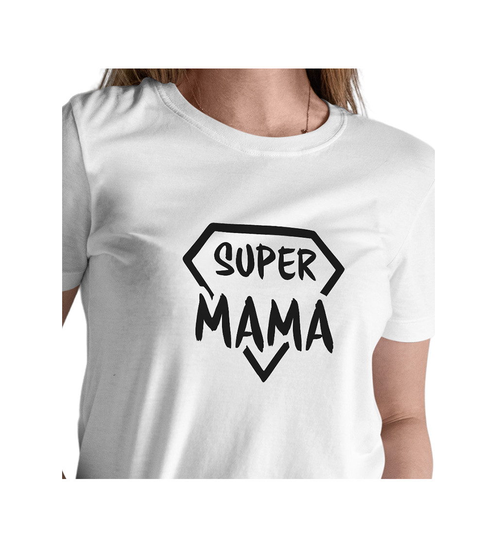 Dámske tričko biele - Super mama XXL