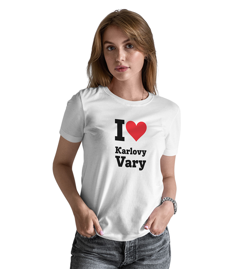Dámske tričko biele - I love Karlovy Vary