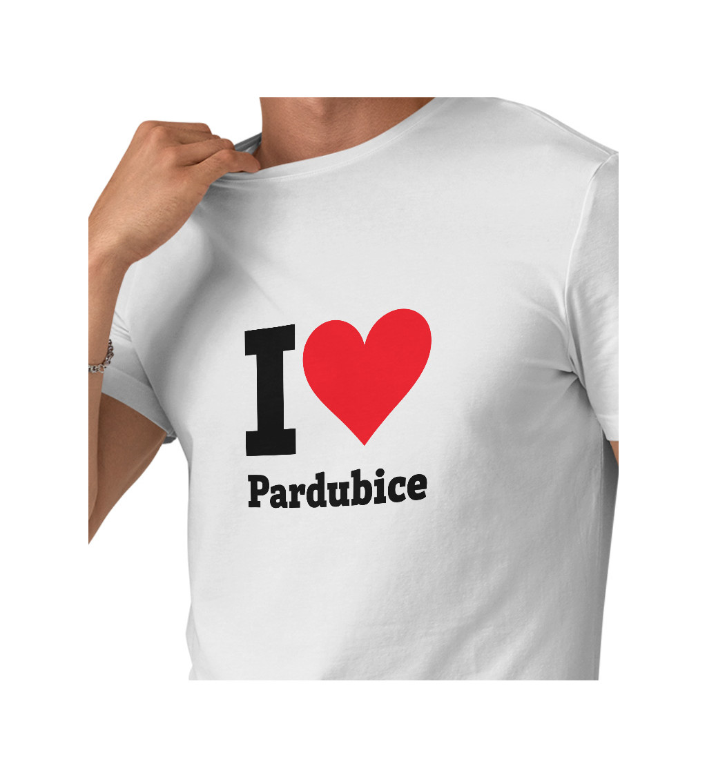 Pánske tričko biele - I love Pardubice