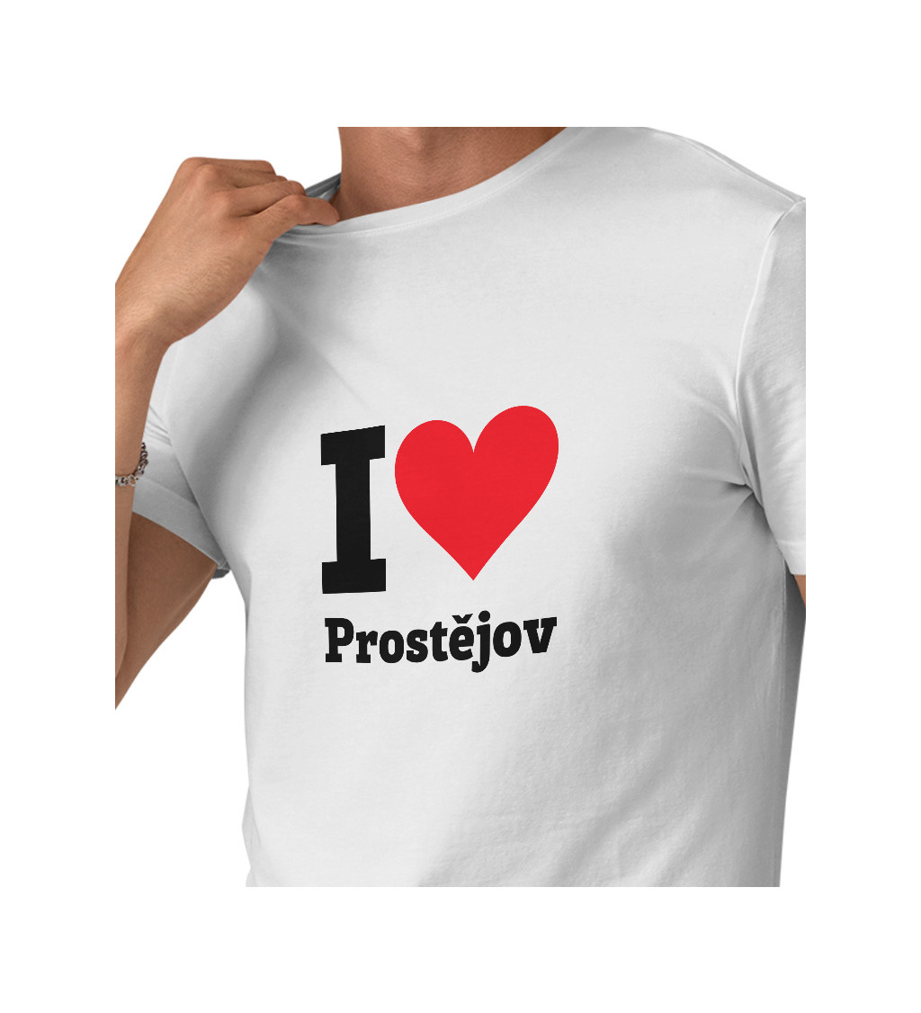 Pánske tričko biele - I love Prostějov