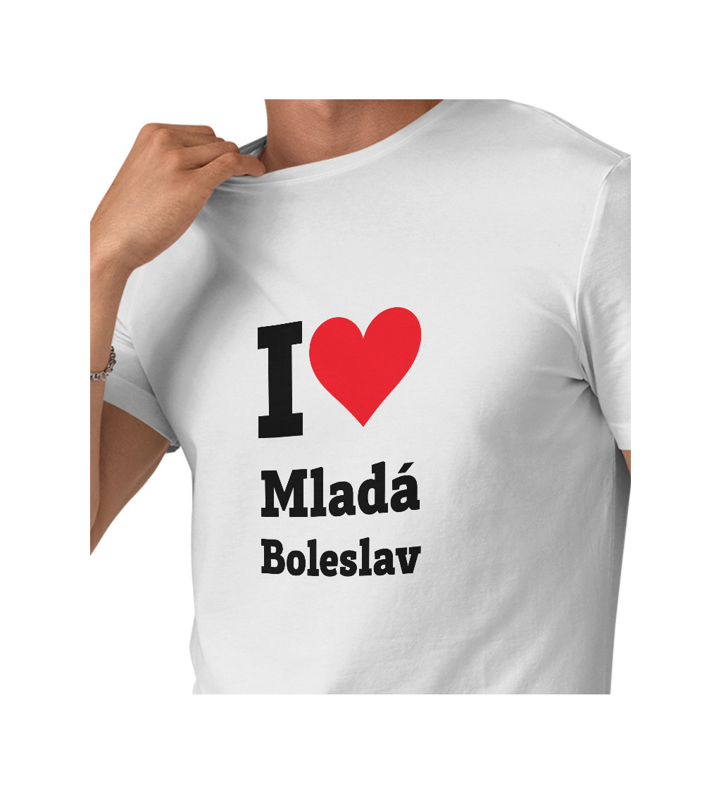 Pánske tričko biele - I love Mladá Boleslav