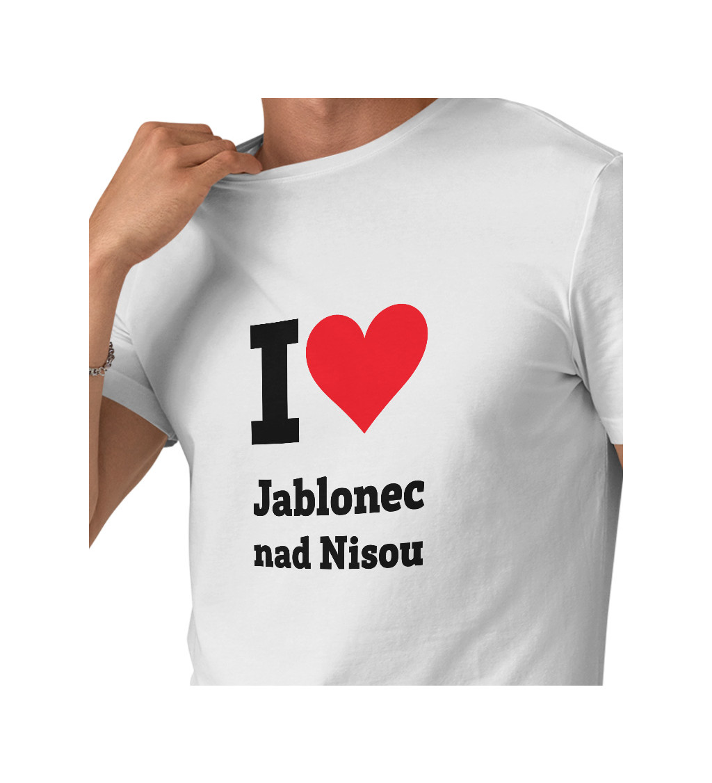 Pánske tričko biele - I love Jablonec nad Nisou