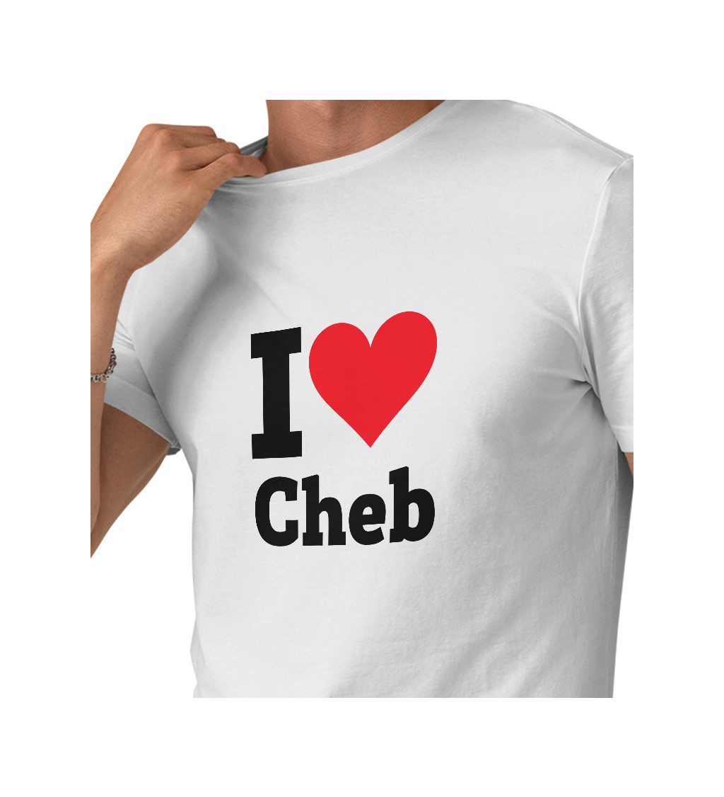 Pánske tričko biele - I love Cheb