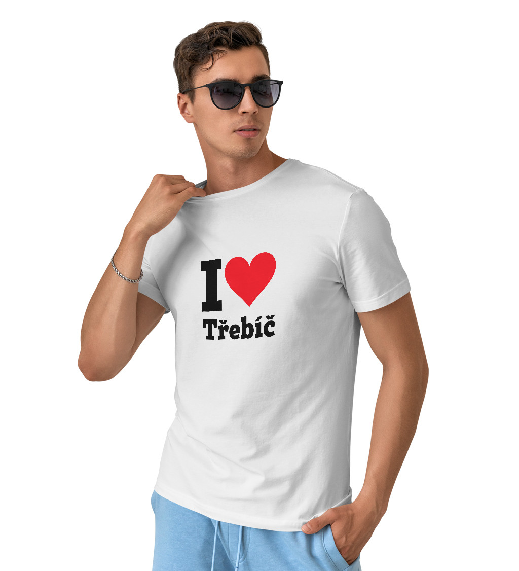 Pánske tričko biele - I love Třebíč