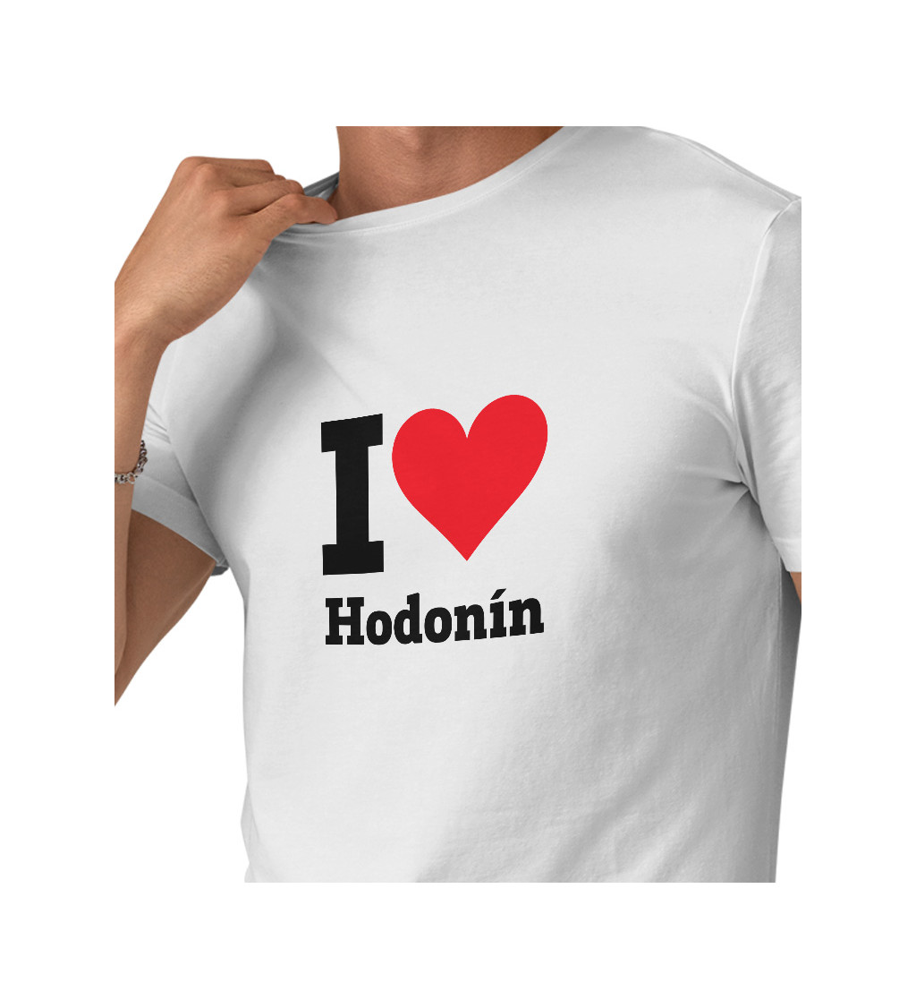 Pánske tričko biele - I love Hodonín