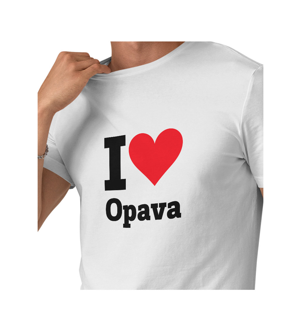 Pánske tričko biele - I love Opava