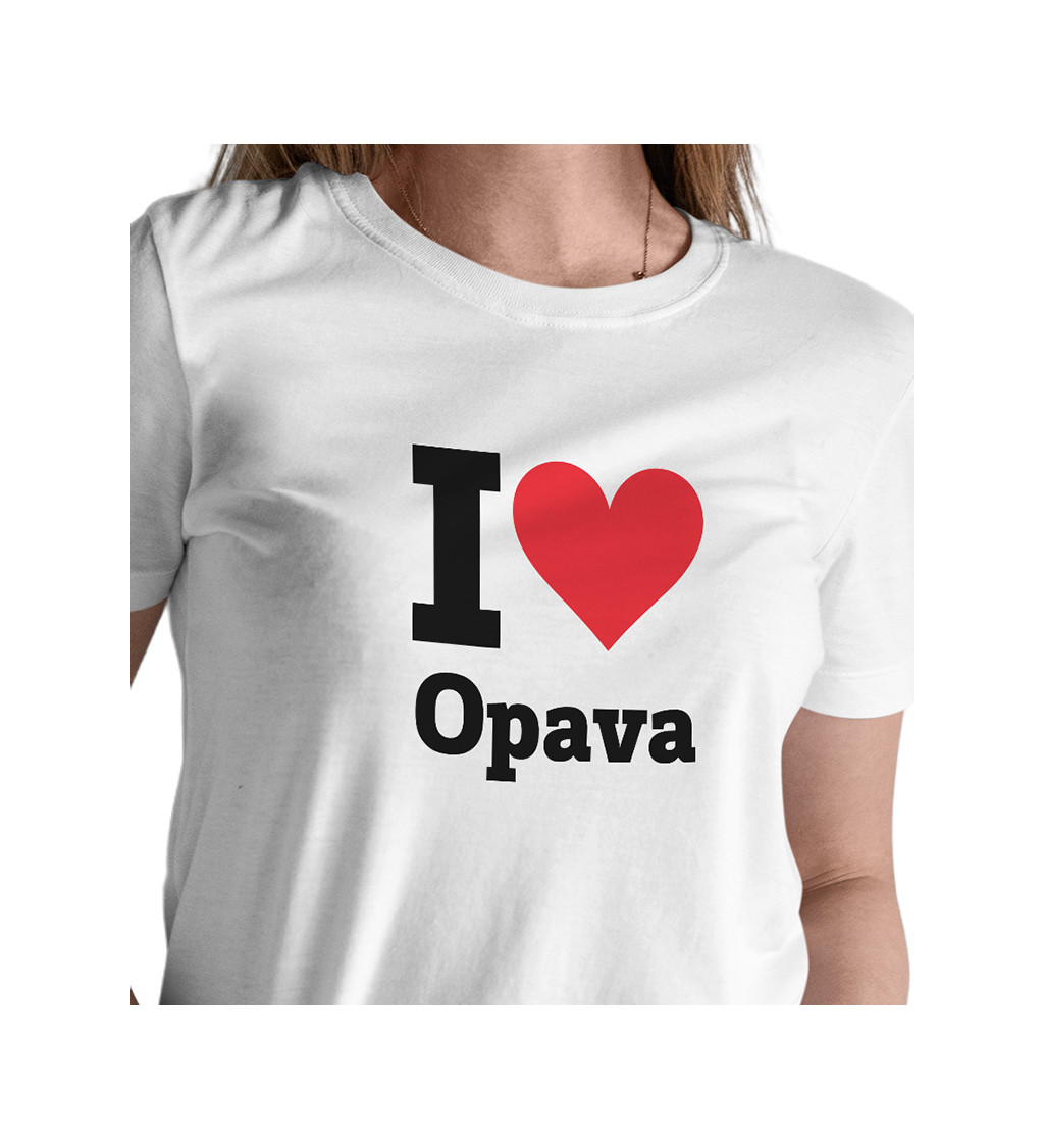 Dámske tričko biele - I love Opava