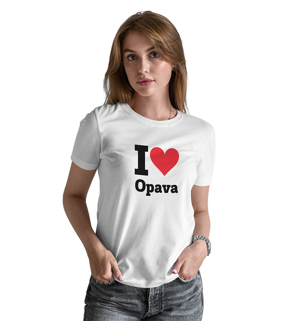 Dámske tričko biele - I love Opava