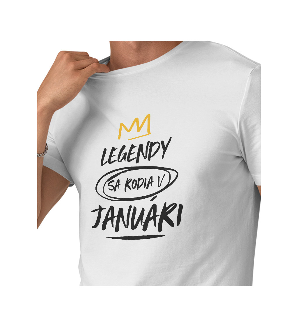 Pánske tričko biele - Legendy sa rodia v januári M