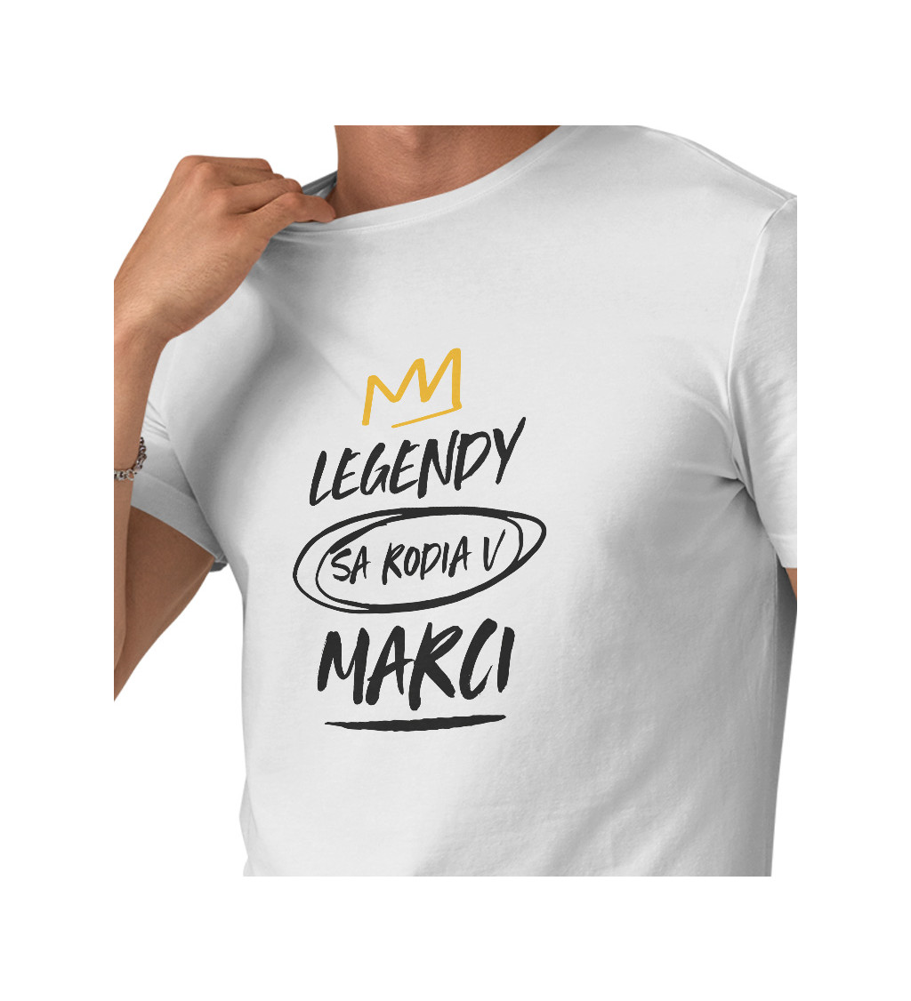 Pánske tričko biele - Legendy sa rodia v marci M