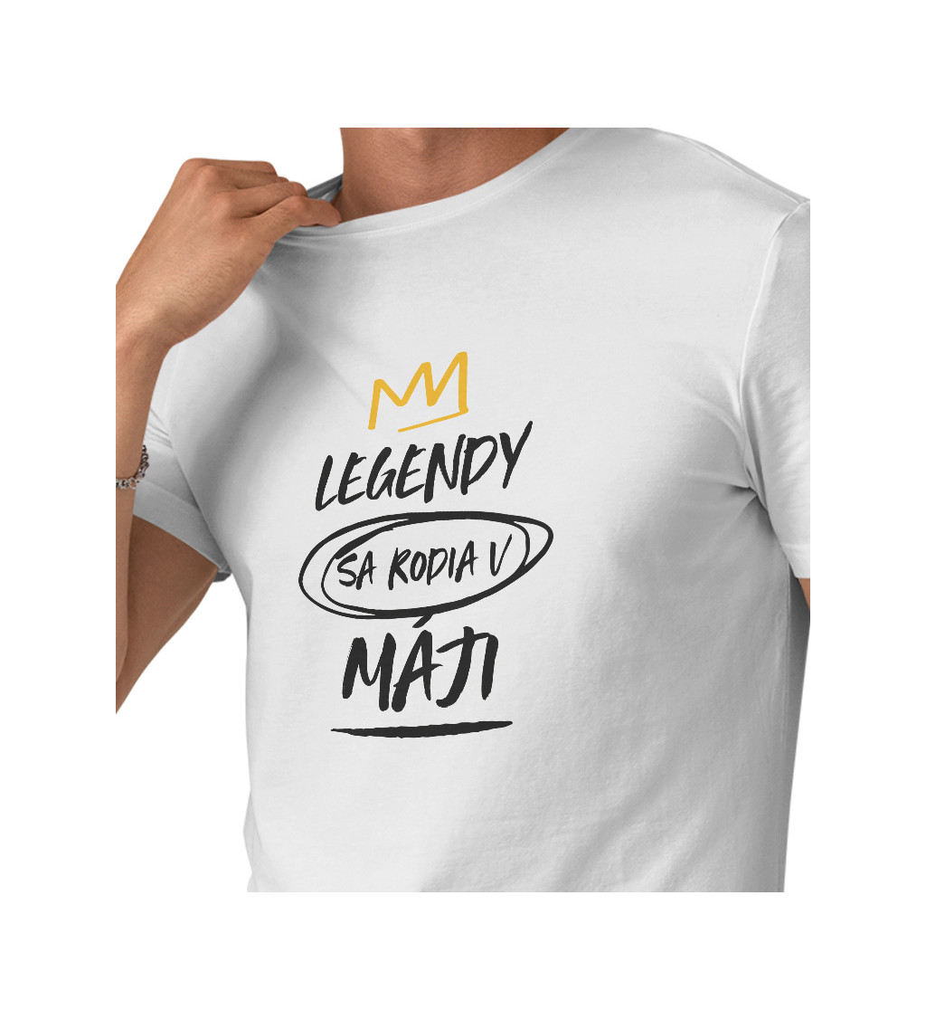 Pánske tričko biele - Legendy sa rodia v máji M