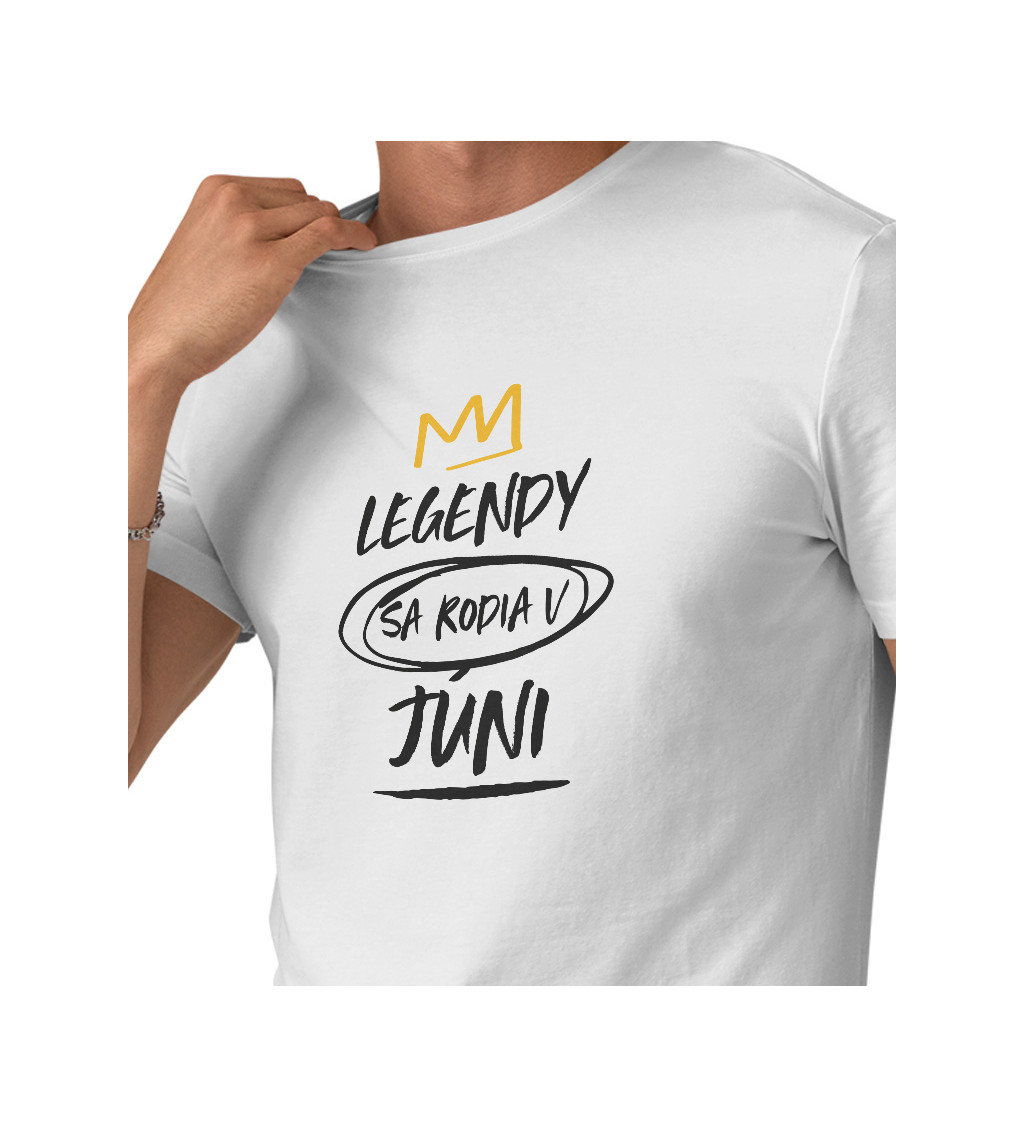 Pánske tričko biele - Legendy sa rodia v júni M