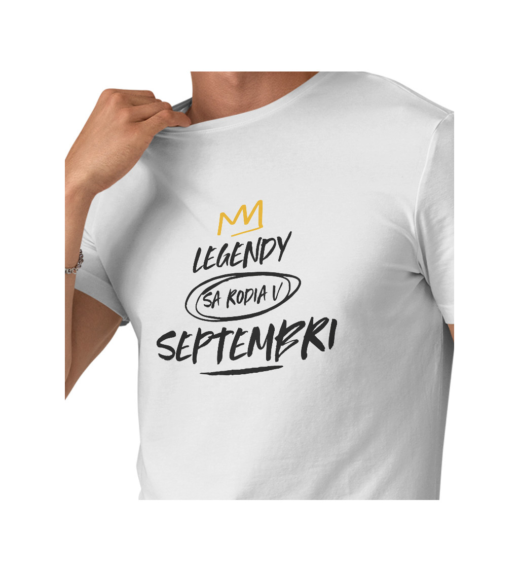 Pánske tričko biele - Legendy sa rodia v septembri M