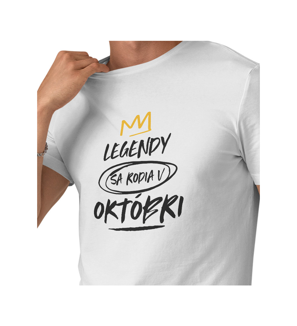 Pánske tričko biele - Legendy sa rodia v októbri M