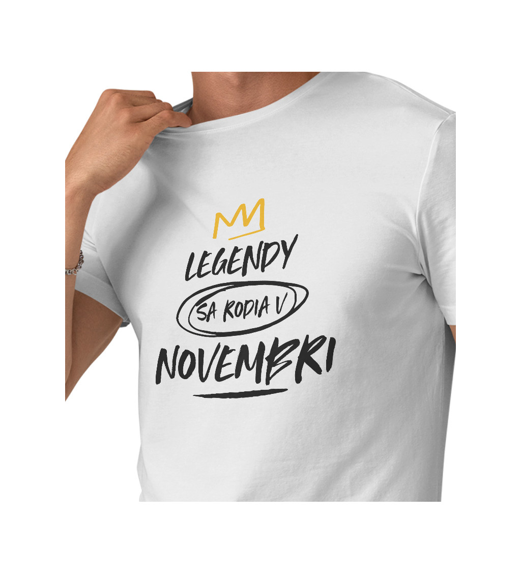 Pánske tričko biele - Legendy sa rodia v novembri