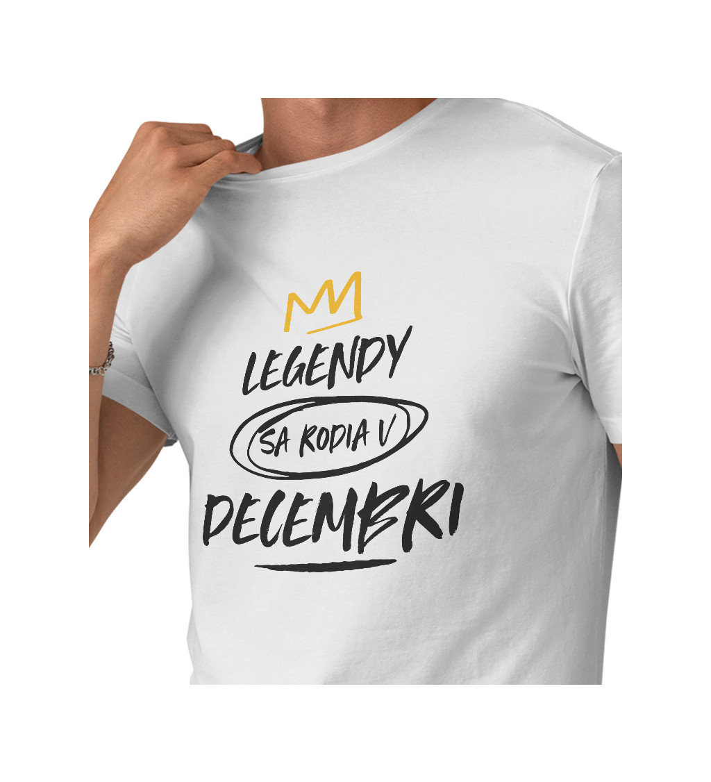 Pánske tričko biele - Legendy sa rodia v decembri M