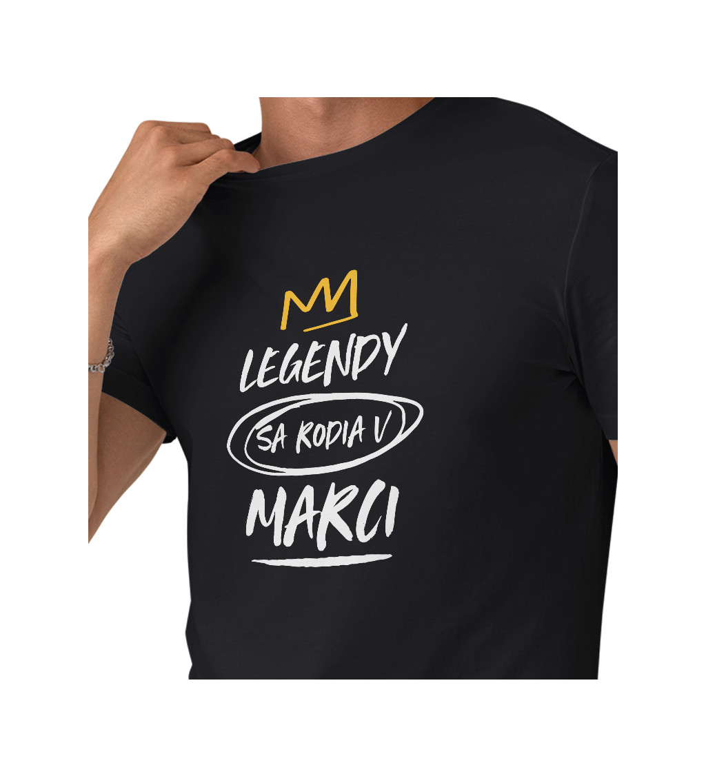 Pánske tričko čierne - Legendy sa rodia v marci