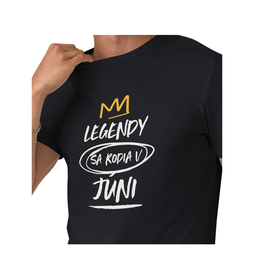 Pánske tričko čierne - Legendy sa rodia v júni M