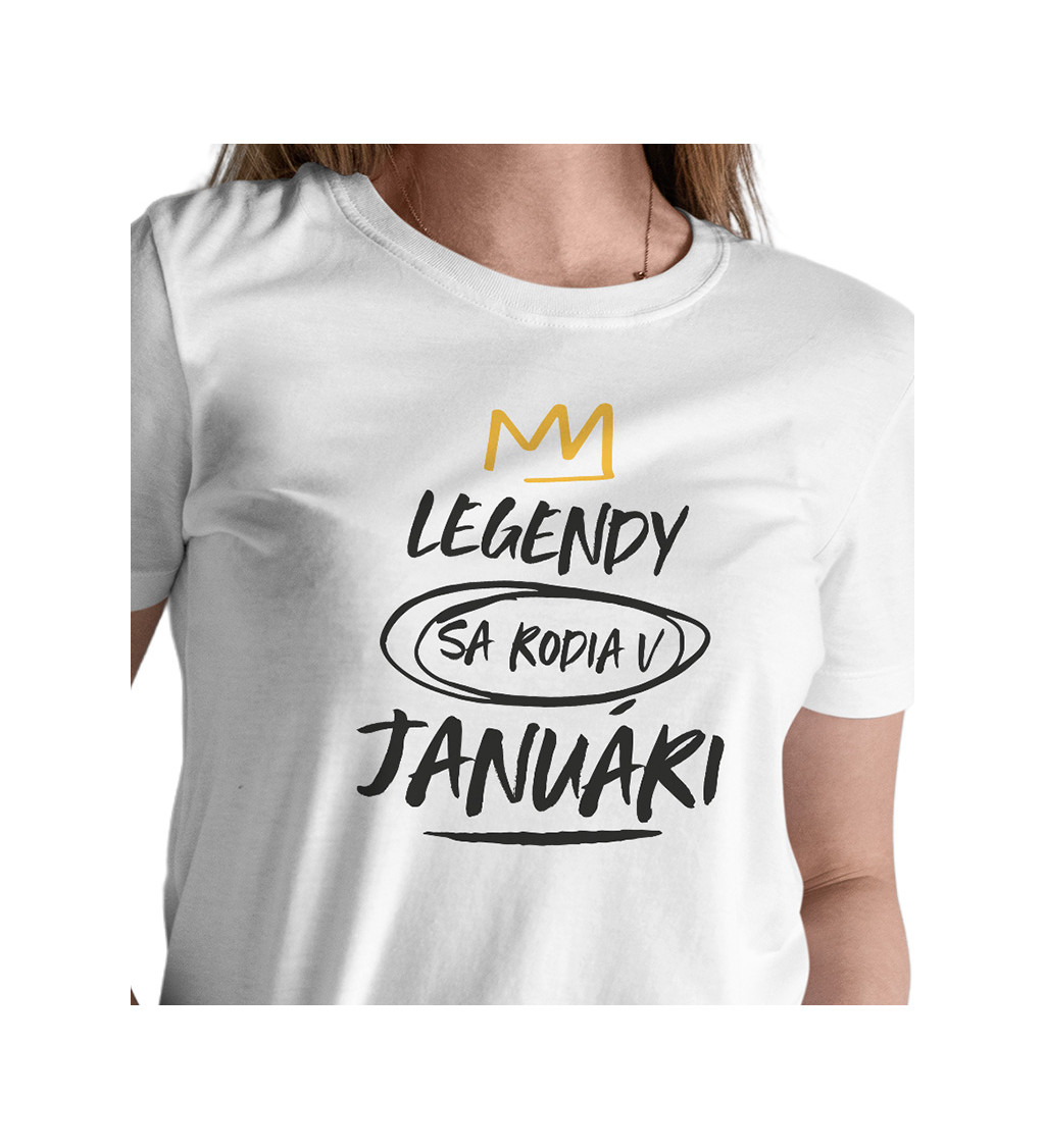 Dámske tričko biele - Legendy sa rodia v januári M