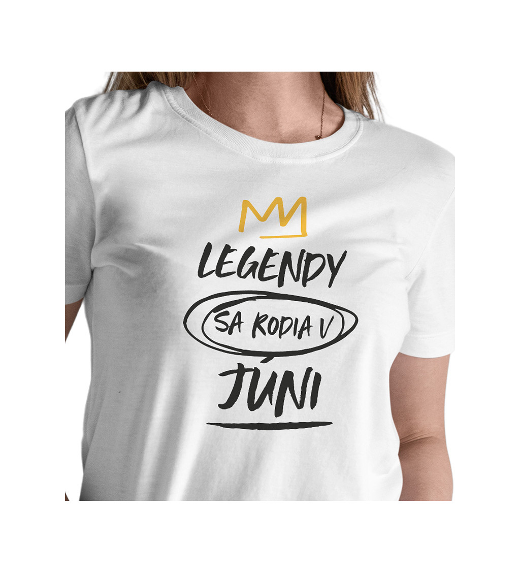 Dámske tričko biele - Legendy sa rodia v júni M