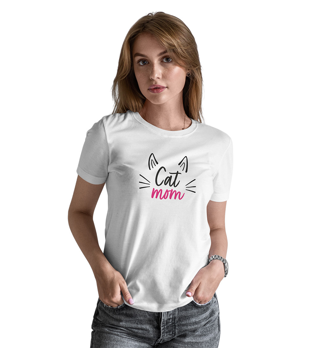 Dámske tričko biele - Cat mom