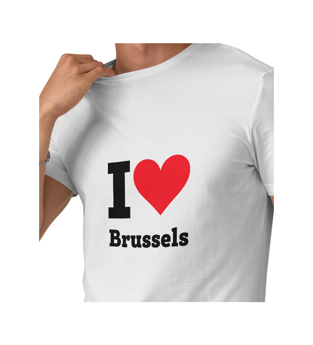 Pánske tričko biele - I love Brussels