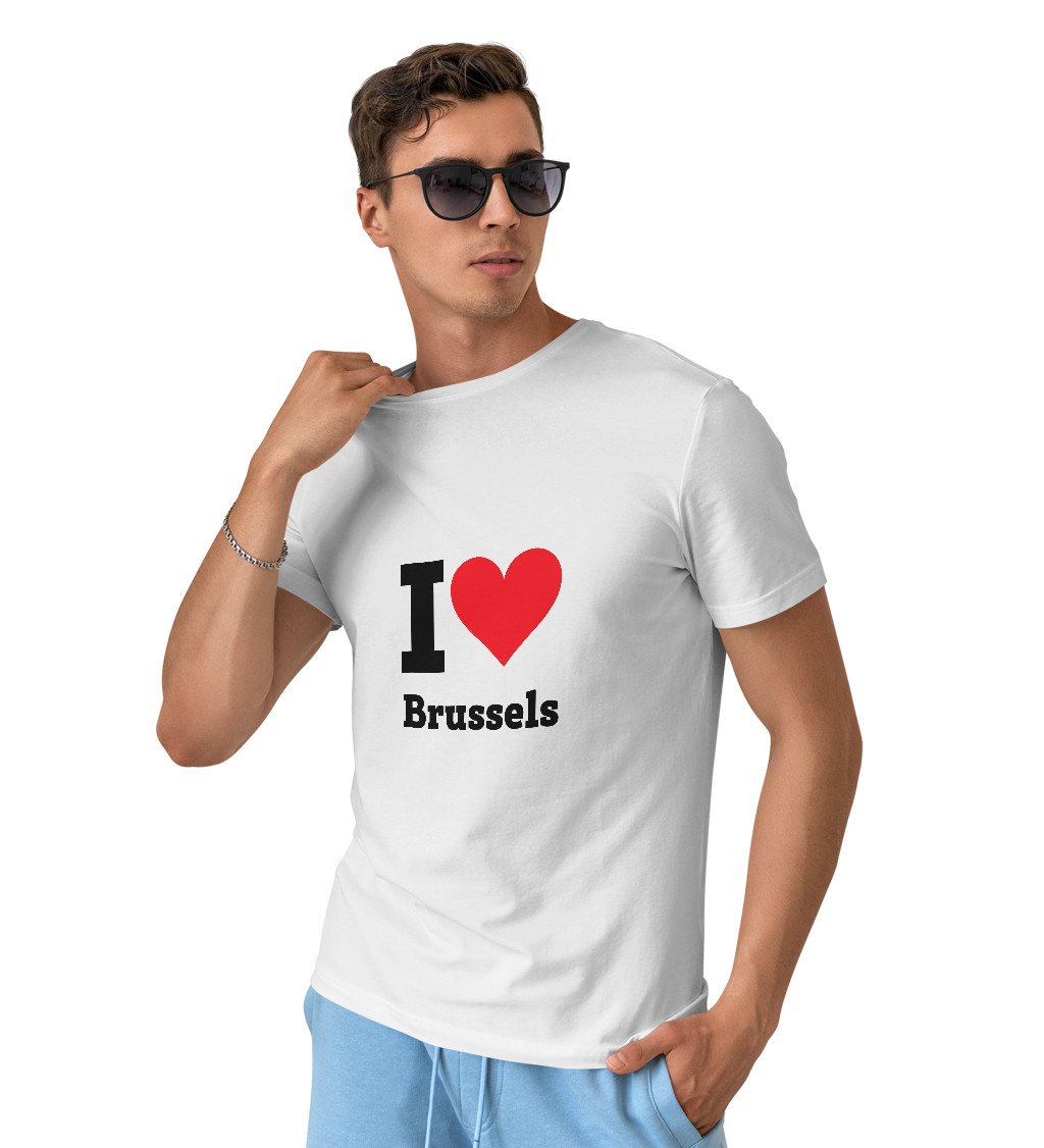 Pánske tričko biele - I love Brussels