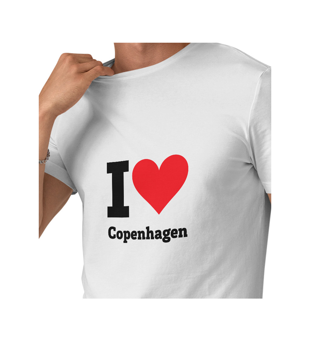 Pánske tričko biele - I love Copenhagen