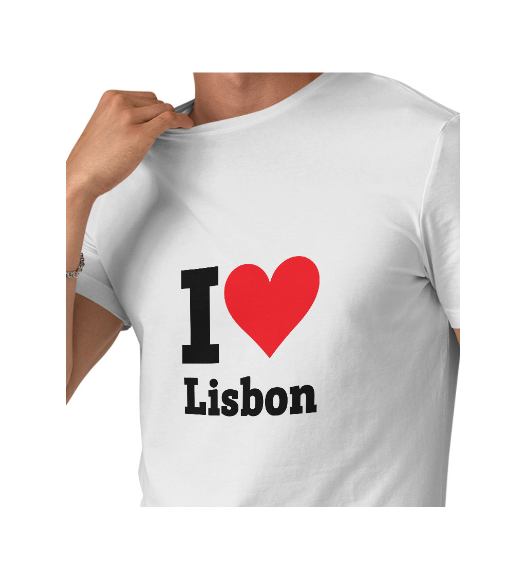 Pánske tričko biele - I love Lisbon