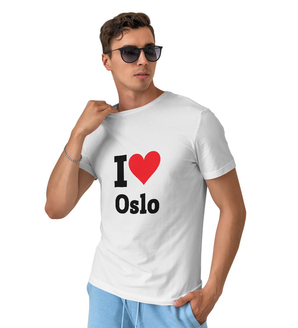 Pánske tričko biele - I love Oslo