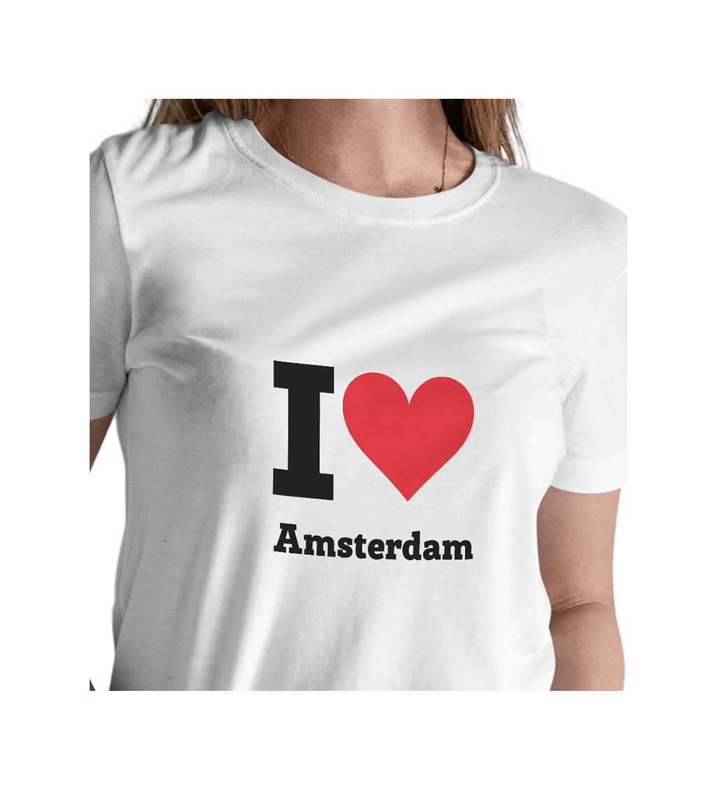 Dámske tričko biele - I love Amsterdam