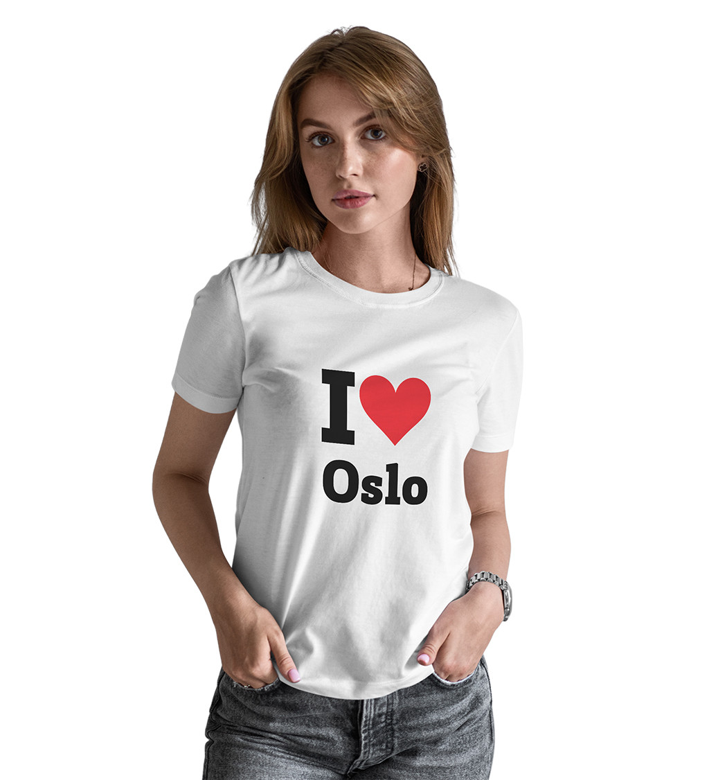 Dámske tričko biele - I love Oslo