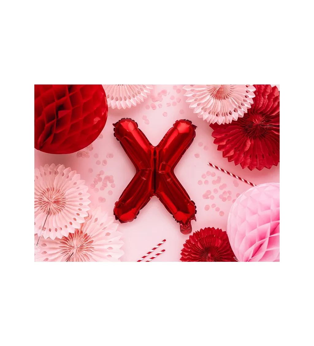 Fóliový balónik "X", červený 35 cm