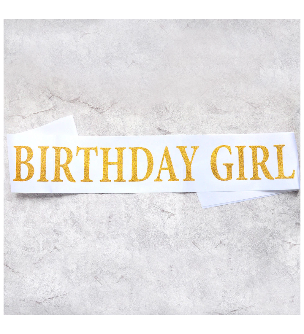 Šerpa biela "Birthday Girl"