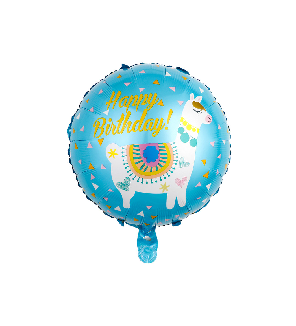 Fóliový balón Happy birthday lama