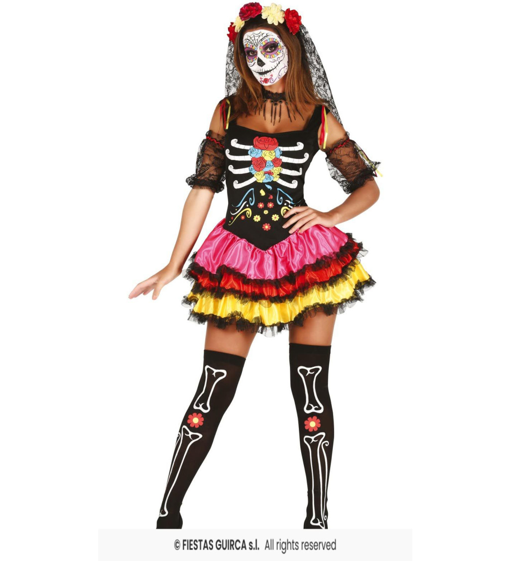 Dámsky kostým Kostra na oslavu Dňa Mŕtvych M