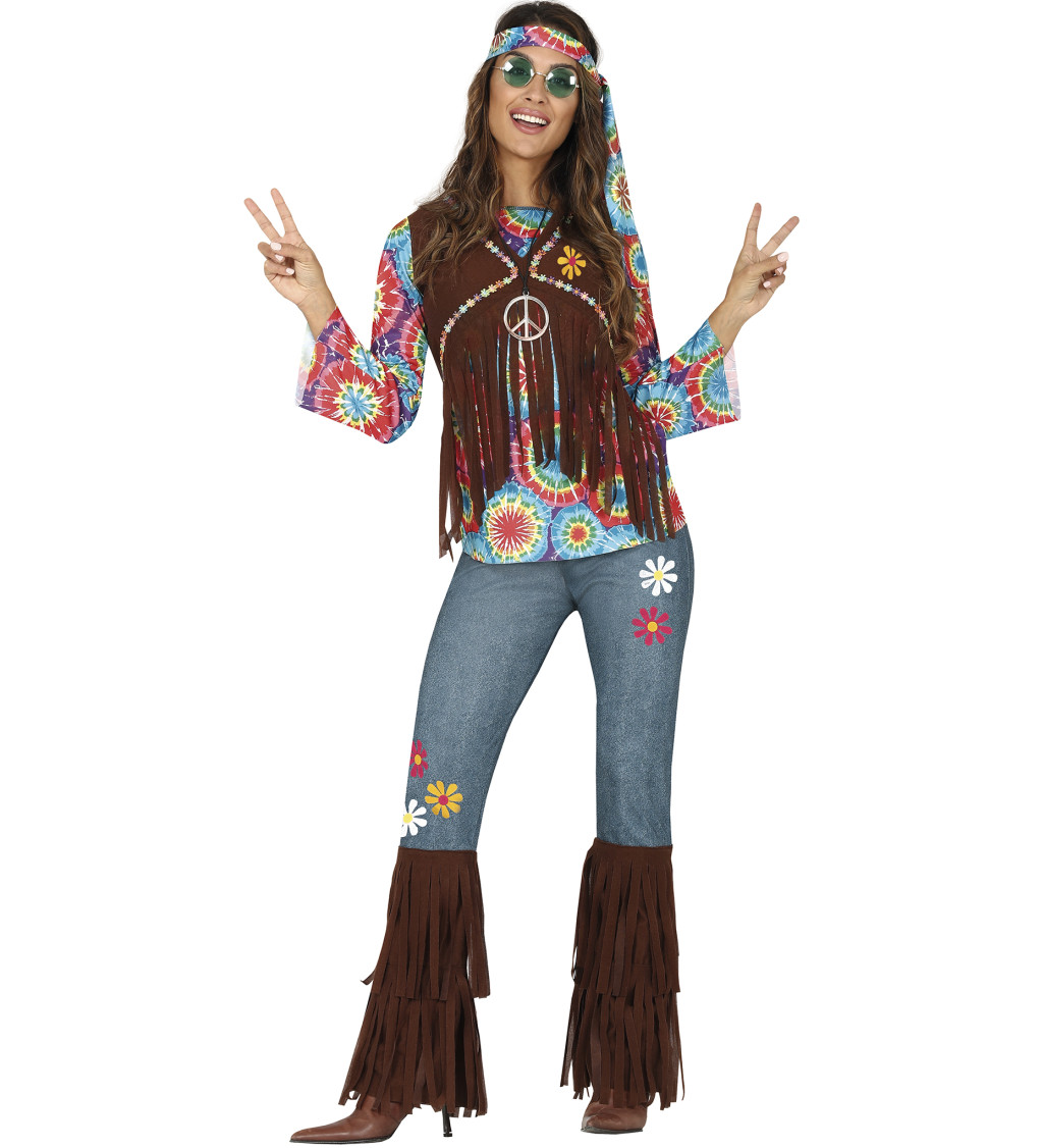 Dámsky hippie kostým M