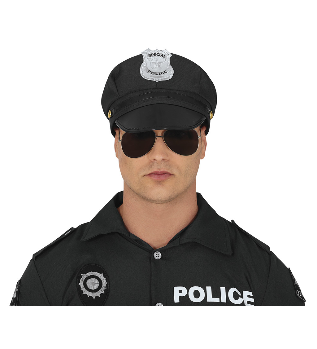Policajný klobúk, čierny
