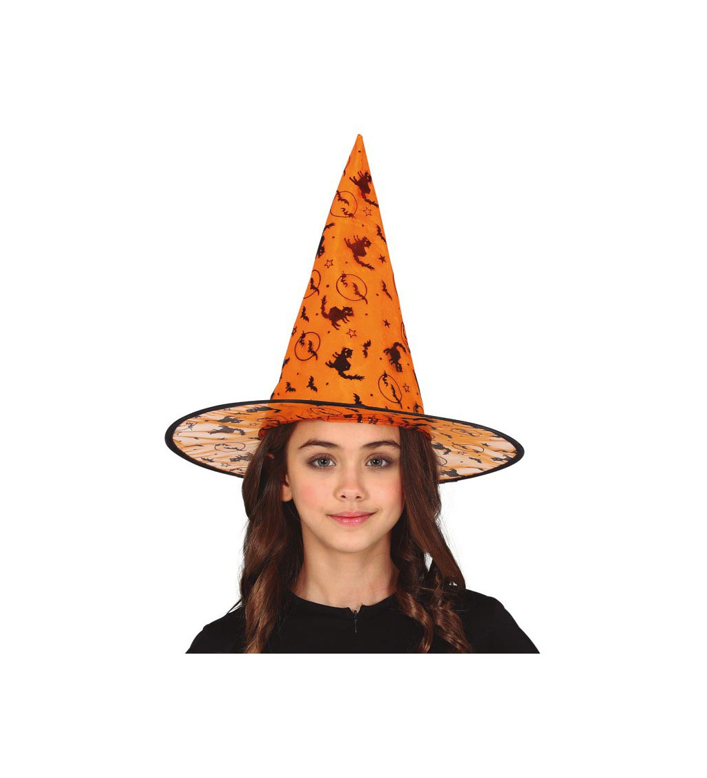 Detský oranžový čarodejnícky klobúk