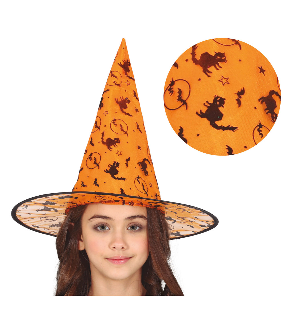 Detský oranžový čarodejnícky klobúk