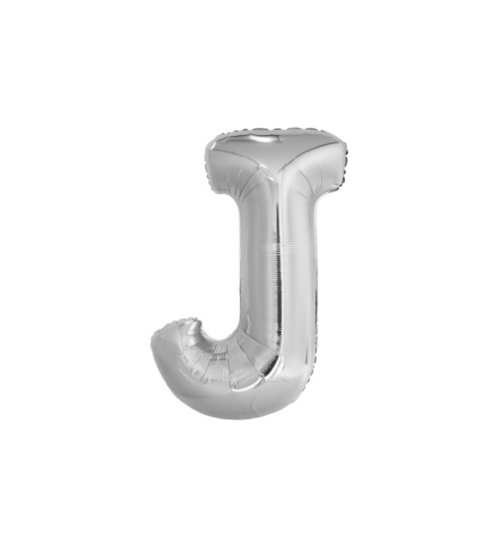 Fóliový balónik "J" - strieborné 100cm