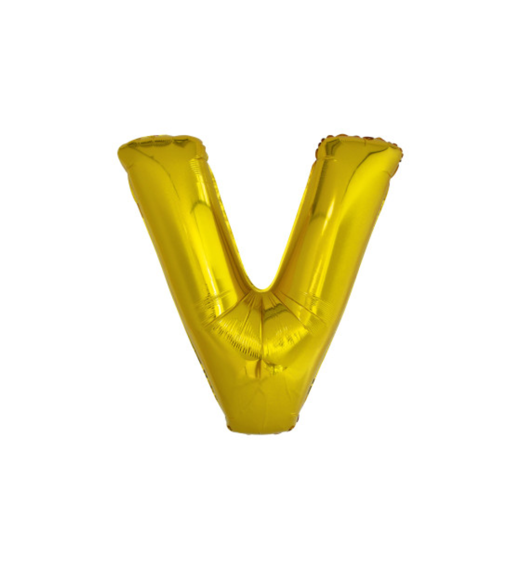 Fóliový balónik "V" - zlaté 86cm